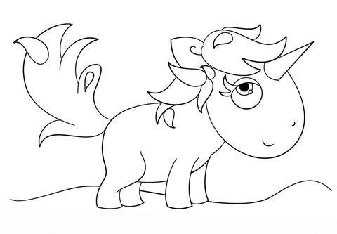 Kawaii Unicorn Coloring Page